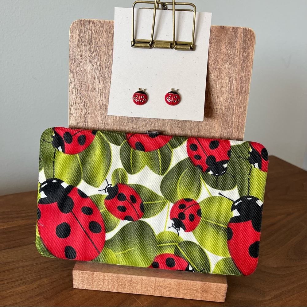 Vintage Ladybug Bundle 🐞 Kristine Accessories Wallet + 1980s Enamel Earrings